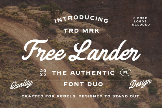Free Lander Font Duo - Handcrafted vintage script and sans serif for bold logo design