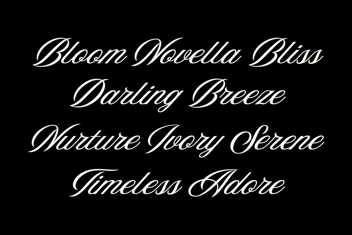 Romantic quote typography design using The Romance script font on photography background