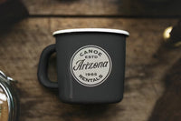 Midland font mockup preview of a vintage metal cup