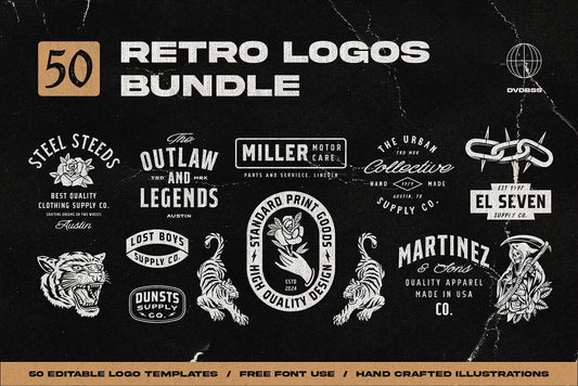 50 Retro logos Bundle